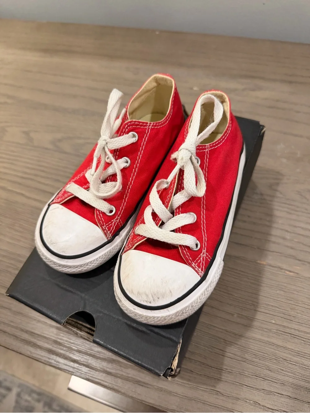 Converse Kids Red Canvas Low-Top Sneakers with White Accents